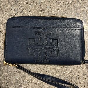 Tory Burch Wallet Navy Wristlet